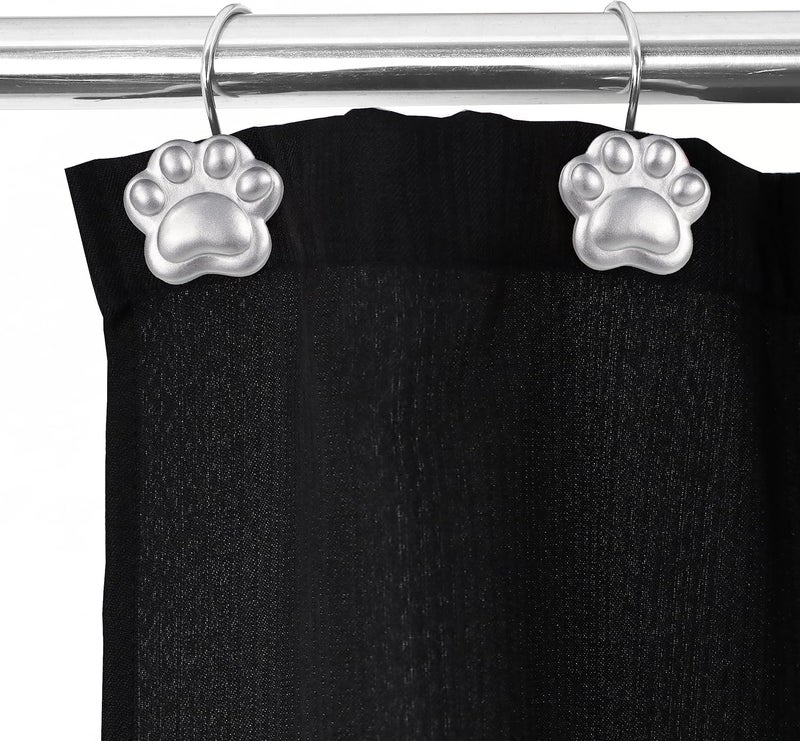 Popkozzi Silver Decorative Shower Curtain Hooks: Cute Lovely Funny Cat Dog Bear Animal Paw Print Shower Curtain Rings Hooks & Hangers for Kids Children Bathroom Décor - Set of 12 - Image 5